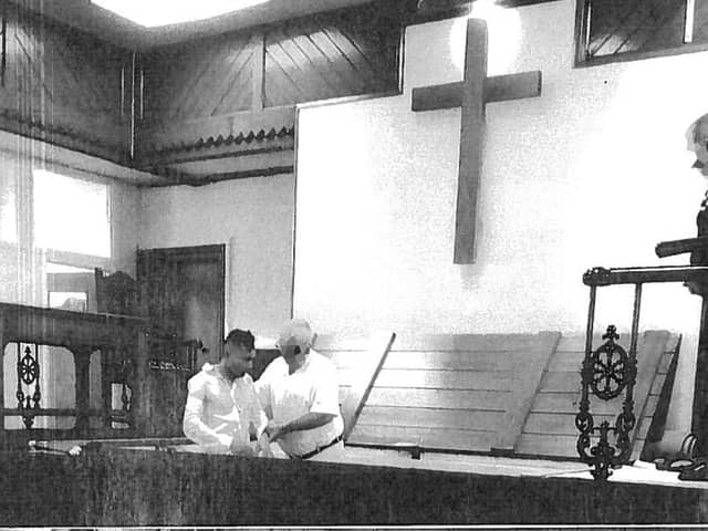 London chemical attack suspect Abdul Ezedi being baptised at Grange Road Baptist Church, in Jarrow, in June 2018. Photo: Judicial Office/PA Wire.