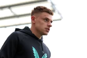Harvey Barnes of Newcastle United arrives at the stadium prior to the Premier League match between Newcastle United and Everton FC at St. James Park on April 02, 2024 in Newcastle upon Tyne, England. (Photo by George Wood/Getty Images) (Photo by George Wood/Getty Images)