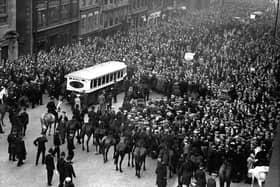 Mounted and foot officers engaged in policing the General Strike in 1926.