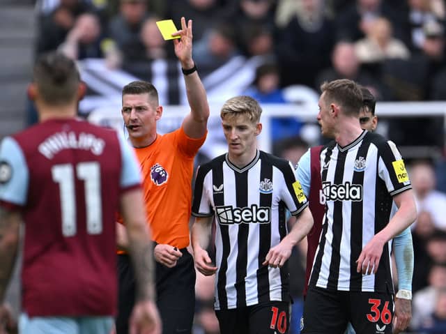 Anthony Gordon is facing a two game ban if he collects a further two Premier League bookings. Bruno Guimaraes is also facing a ban if he picks up just one further booking.