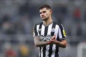 Newcastle United midfielder Bruno Guimaraes. (Photo by George Wood/Getty Images)