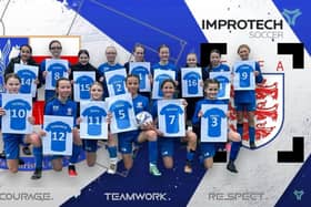 Year 7 girls football team from St Joseph's in Hebburn