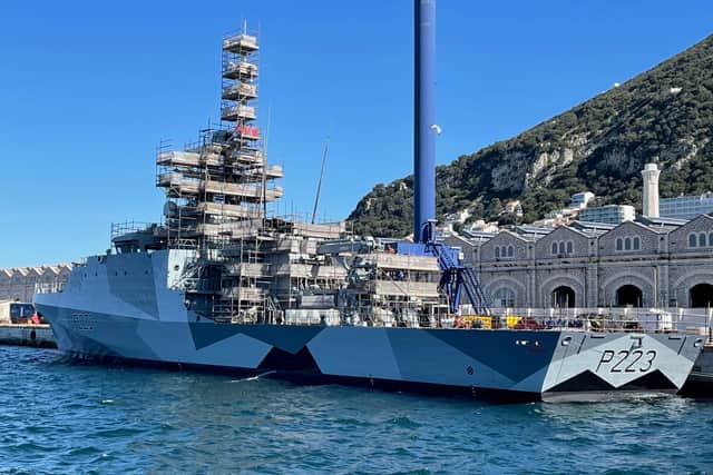 HMS Medway, in Gibraltar. It will be one of the five Royal Navy ships that UK Docks will be servicing for the next eight years.