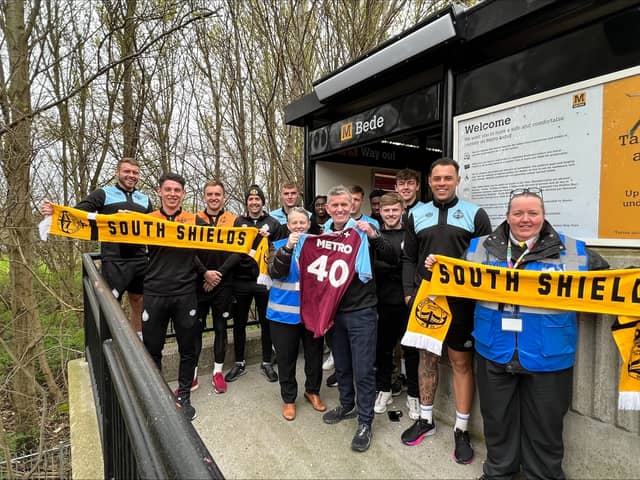South Shields FC gift Tyne and Wear Metro with commemorative shirt to celebrate 40 years of the iconic transport system.