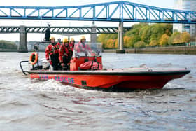 Fire boat during training exercises on the River Tyne.
Credit: TWFRS