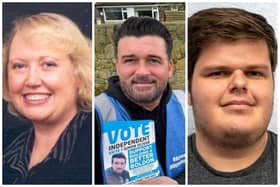 South Tyneside Council Local Election Candidates 2024 for the Boldon Colliery ward, from left to right: Joanne Bell, Simon Oliver, and Darius Seago.