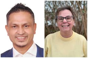 South Tyneside Council Local Election Candidates 2024 for the Beacon and Bents ward, Jabed Hossain and Sue Stonehouse.