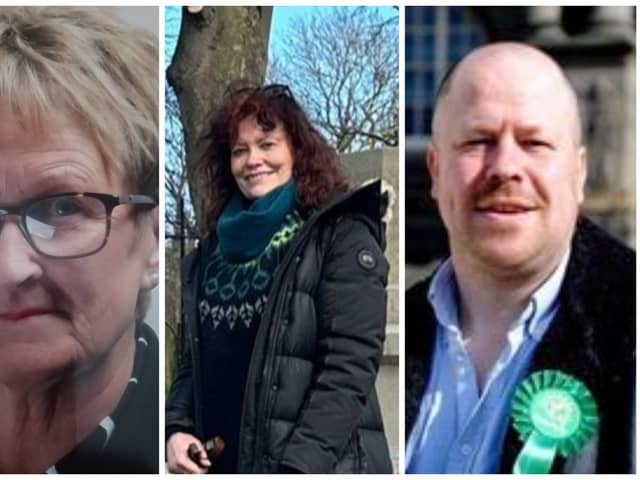 South Tyneside Council Local Election Candidates 2024 for the Harton ward, from left: Karen Dix, Karen Louise Myers, Colin Tosh.