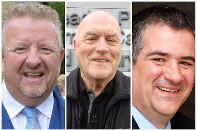 South Tyneside Council Local Election Candidates 2024 for the Cleadon Park ward, from left: Steven Harrison, John Riley, Ken Stephenson.
