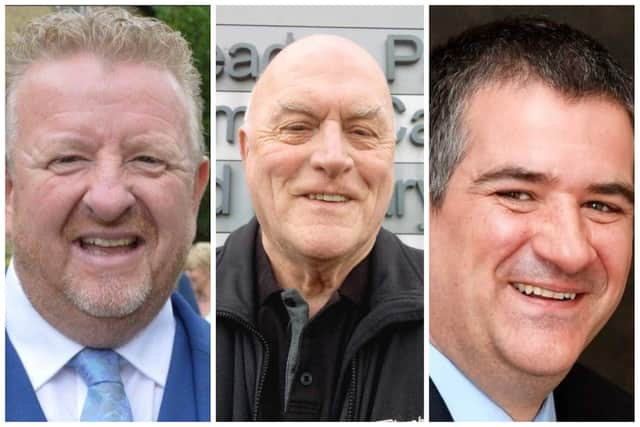 South Tyneside Council Local Election Candidates 2024 for the Cleadon Park ward, from left: Steven Harrison, John Riley, Ken Stephenson.