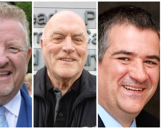 South Tyneside Council Local Election Candidates 2024 for the Cleadon Park ward, from left: Steven Harrison, John Riley, Ken Stephenson.