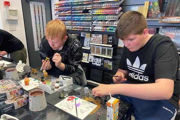 South Tyneside young carers during a painting session.