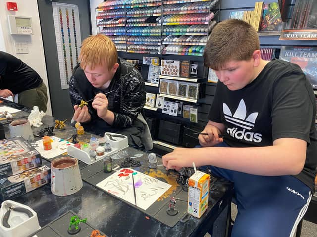 South Tyneside young carers during a painting session.