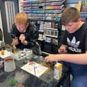 South Tyneside young carers during a painting session.