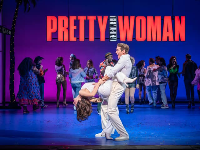 Amber Davies as Vivian Ward and Oliver Savile as Edward Lewis in Pretty Woman: The Musical.