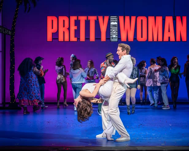 Amber Davies as Vivian Ward and Oliver Savile as Edward Lewis in Pretty Woman: The Musical.