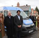 The bus has been made possible thanks to the support of local businesses. L-R Michelle Kindleysides, Beamish’s Head of Health and Wellbeing, Beth Marsden, Beamish’s Health & Support Worker, Jamie Martin of Ward Hadaway,
Gurpreet Jagpal of Durham Group, Mark Stephenson of Stephenson-Mohl, Andrew Scott of Stanley Travel and Liz Peart, Partnerships Officer at Beamish.