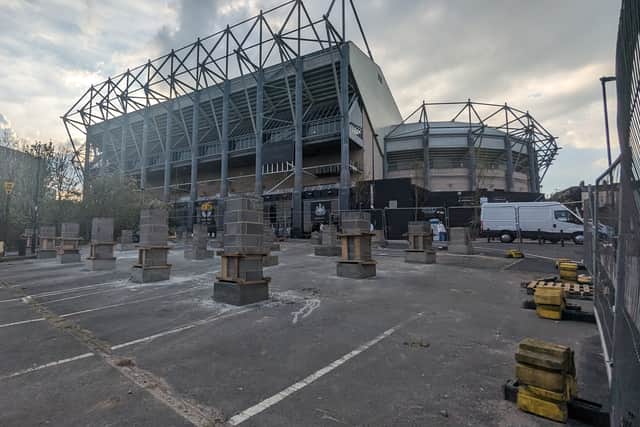 The foundations are in place for Newcastle's temporary club shop. 
