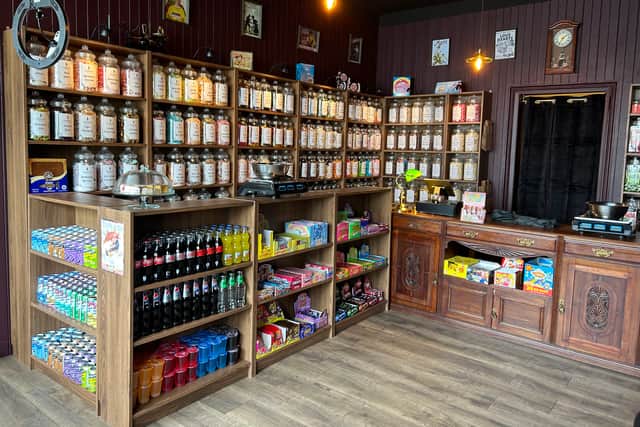Inside new sweet shop, Mr Swainston's