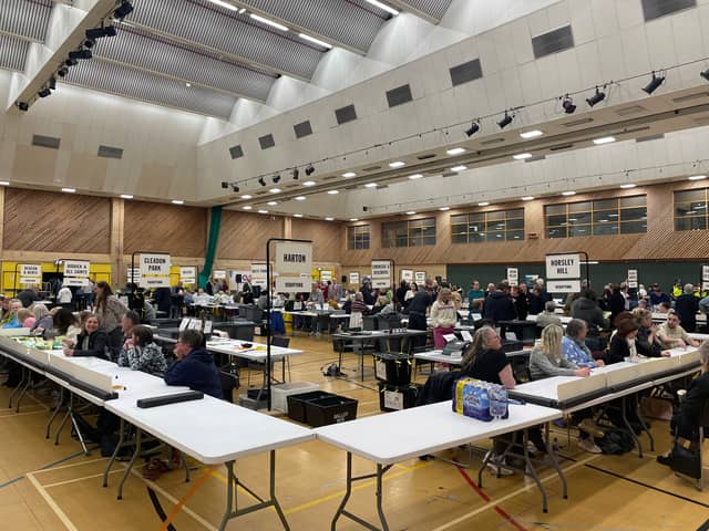 The counting of the votes for the 2024 local election took place at the Temple Park Leisure Centre, in South Shields. Photo: National World.