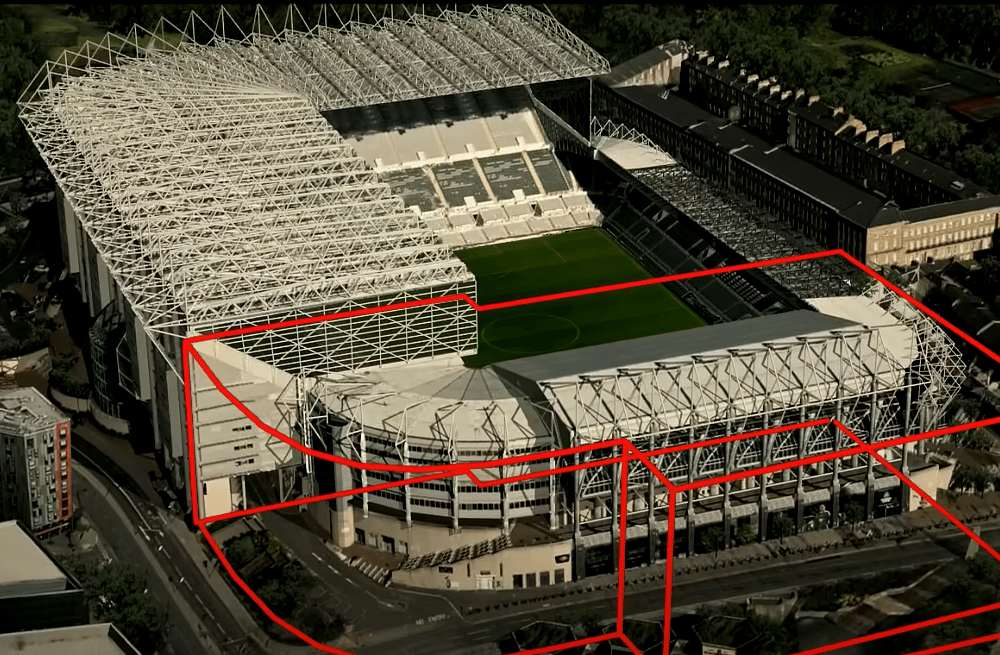 Concept images showing a Gallowgate End expansion at St James’ Park. 
