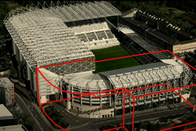 Concept images showing a Gallowgate End expansion at St James’ Park. 