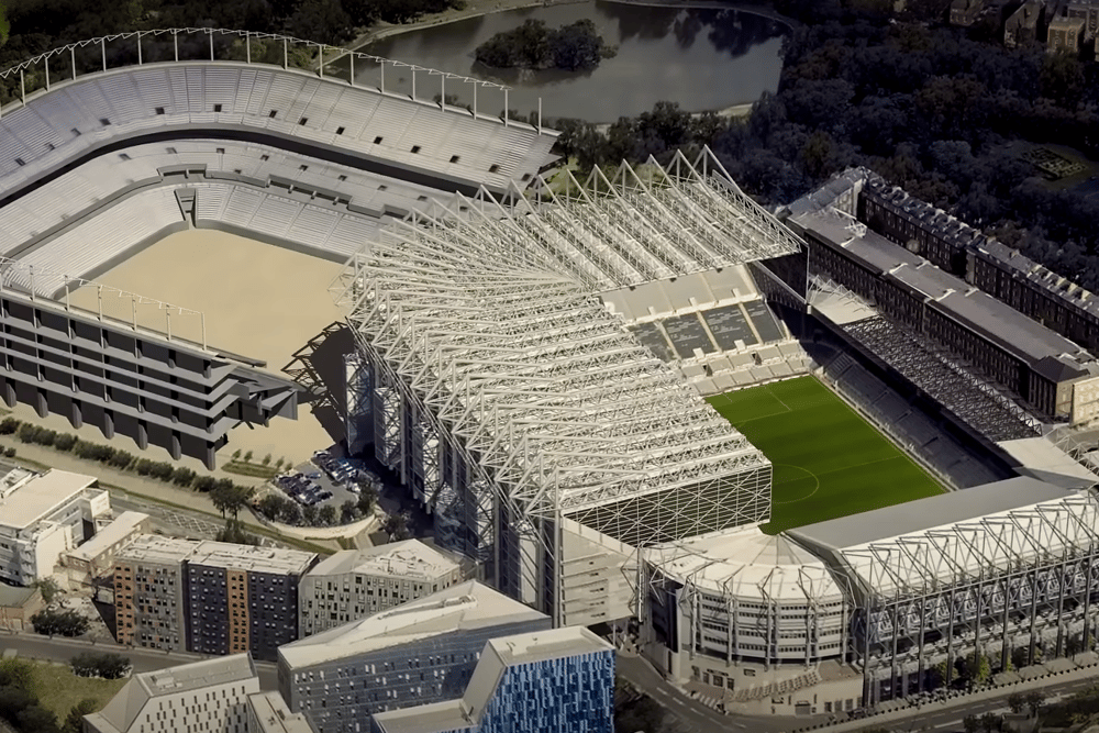 Concept images of Newcastle United’s St James’ Park rebuild via Bondibot.
