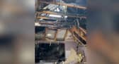 Fire from suspected lightning strike causes damage to home.