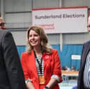 Labour candidate Kim McGuinness observes the count at the Silksworth Centre in Sunderland.