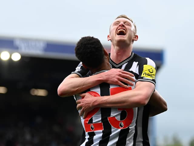 Sean Longstaff celebrates his - and Newcastle United's second - goal against Burnley