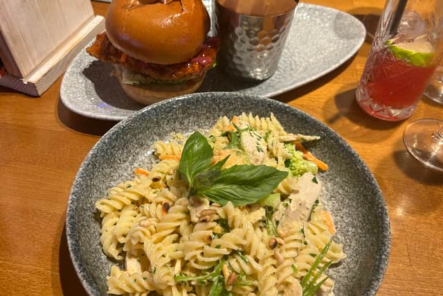 Korean Fried Chicken Burger and Chicken Spirelli