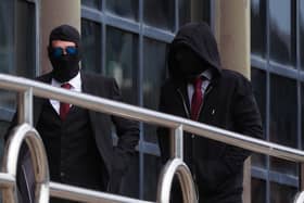 Daniel Graham (left) and Adam Carruthers appeared at Newcastle Magistrates' Court in connection with the felling of the Sycamore Gap tree. Photo: Owen Humphreys/PA Wire.