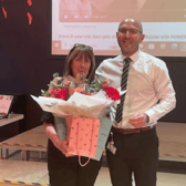 Denise Newbrook and Chris Rue, headteacher at Epinay School. Denise marked 30 years of service with the South Shields school on Friday, May 10.