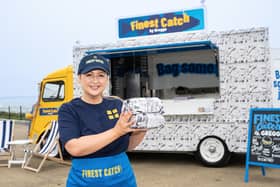Rosie Ramsey opens Greggs' pop-up fish and chip shop Finest Catch by Greggs.