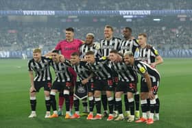 Newcastle United FC line up during the exhibition match between Tottenham Hotspur FC and Newcastle United FC at Melbourne Cricket Ground on May 22, 2024 in Melbourne, Australia. (Photo by Robert Cianflone/Getty Images)