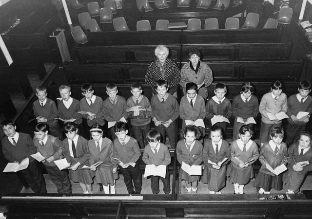 The angelic voices of pupils from St Matthew’s Primary School, Jarrow. They performed at Park Road Methodist Church in December 1990. Were you among them? 