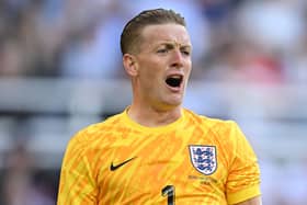 Jordan Pickford playing for England at St James' Park.  (Photo by Stu Forster/Getty Images)