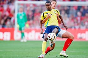 Sweden's forward Alexander Isak and Denmark's defender Jannik Vestergaard vie for the ball during the friendly football match Denmark against Sweden in Copenhagen on June 5, 2024. (Photo by Liselotte Sabroe / Ritzau Scanpix / AFP) / Denmark OUT (Photo by LISELOTTE SABROE/Ritzau Scanpix/AFP via Getty Images)
