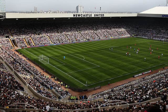 The old Newcastle United lettering on the East Stand (Photo by Stu Forster/Getty Images)