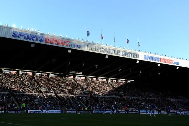 The Newcastle United lettering was changed to match the Sports Direct typeface. 