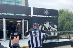 Newcastle United supporter ‘Kenny’ waited outside the temporary club shop at St James’ Park since the early hours of Friday morning to get his hands on a shirt. 