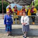 The Mayor and Mayoress of South Tyneside in front of the Tynemouth RNLI crew. The crew are holding the case which houses the scroll marking the 200th anniversary of the RNLI. Photo: National World.