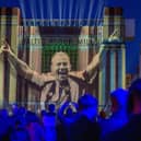 A view of a 3D projection entitled We Are One by Sela, sponsors of Newcastle United, at Baltic Flour Mill in Newcastle on the eve of the historic âBlaydon Racesâ. Picture date: Saturday June 8, 2024. PA Photo. The show also marks the one-year anniversary of Selaâs sponsorship of the club. Club legends Alan Shearer, Jackie Milburn and Sir Bobby Robson featured during the show. Photo credit: Sandy Young/PA Media Assignments
