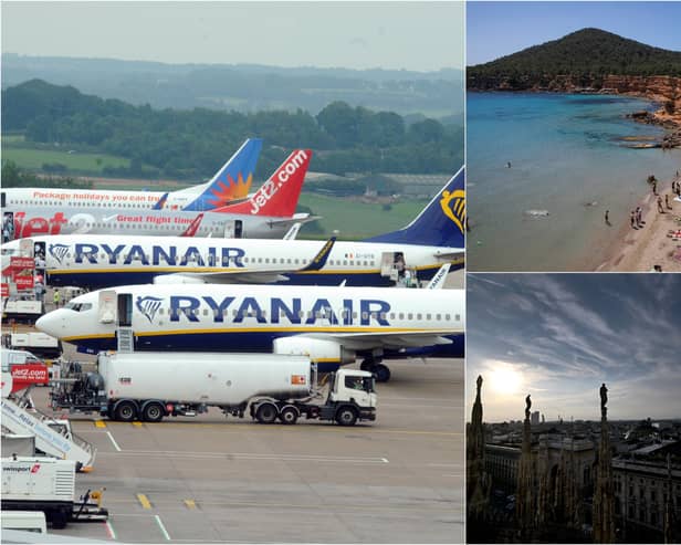 The Ryanair flash sale ends at midnight tonight, and includes flights from £12.99 to Ibiza and Milan (Photos by National World/Getty Images/Zowy Voeten/GABRIEL BOUYS)
