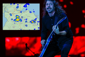 Will Dave Grohl drive the bad weather away once again, as Foo Fighters make their way to Glasgow for their third UK tour date this evening (Credit: Getty/Met Office)