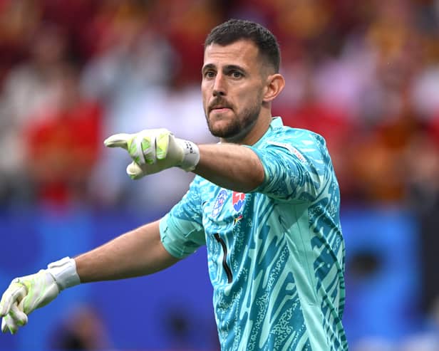 Martin Dubravka pictured in action for Slovakia at Euro 2024