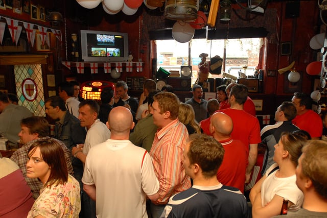 These fans were watching England's second round game against Ecuador. Remember this?