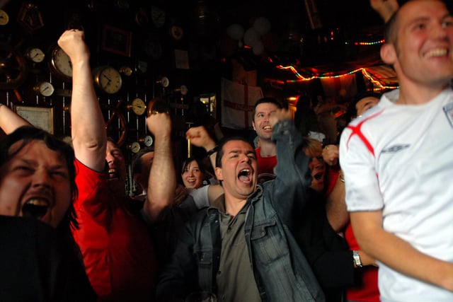 Celebration time as England score. 
