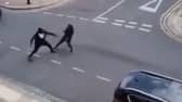 Two men seen fighting with Rambo knives on Cadoxton Avenue in Tottenham
