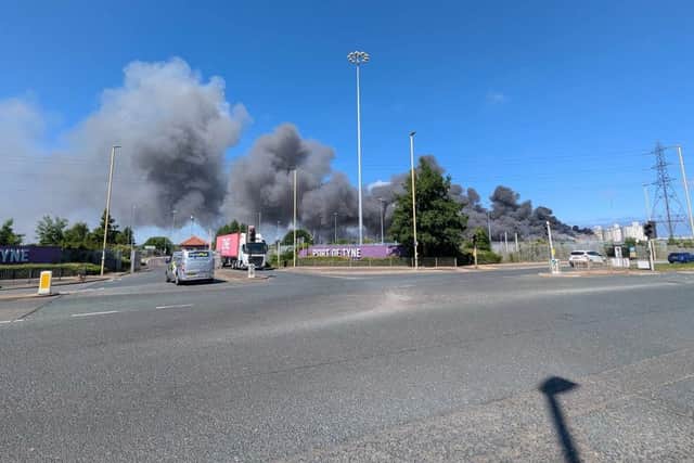 Black smoke could be seen rising from the Port of Tyne.